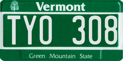 VT license plate TYO308