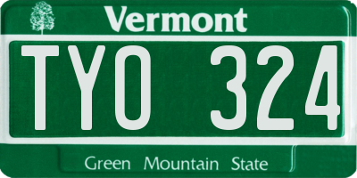 VT license plate TYO324