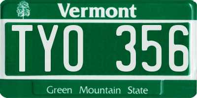 VT license plate TYO356
