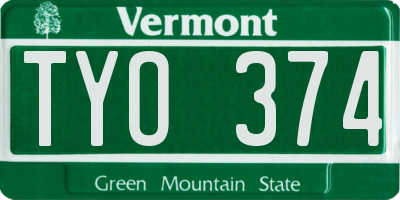 VT license plate TYO374