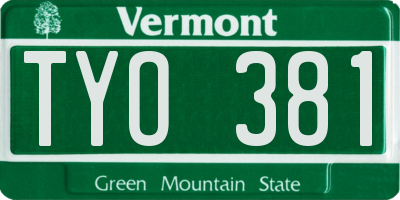 VT license plate TYO381