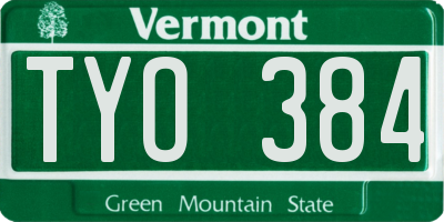 VT license plate TYO384