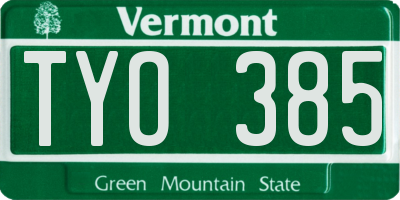 VT license plate TYO385