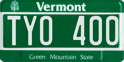 VT license plate TYO400