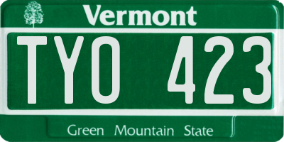 VT license plate TYO423