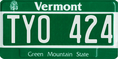 VT license plate TYO424