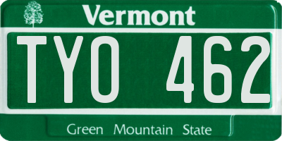 VT license plate TYO462