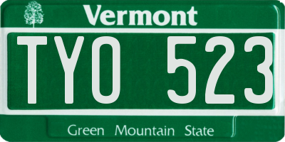 VT license plate TYO523