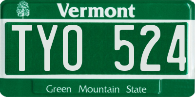 VT license plate TYO524