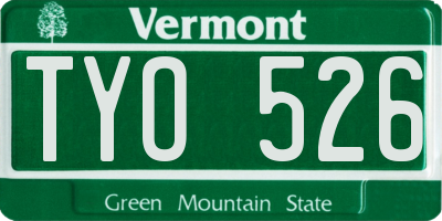 VT license plate TYO526