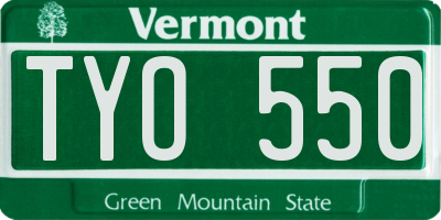 VT license plate TYO550