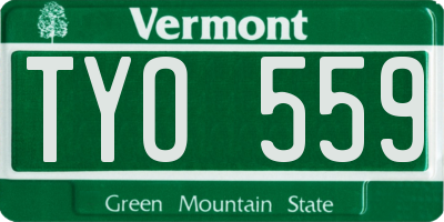 VT license plate TYO559