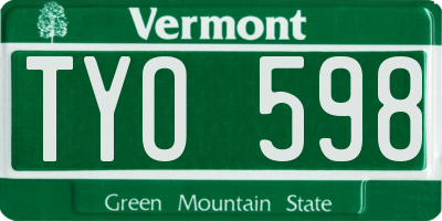 VT license plate TYO598