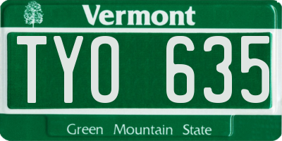 VT license plate TYO635
