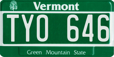 VT license plate TYO646