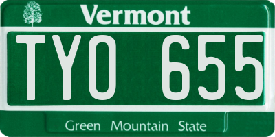 VT license plate TYO655