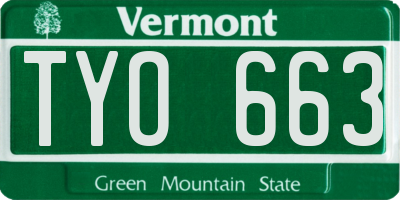 VT license plate TYO663