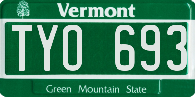 VT license plate TYO693