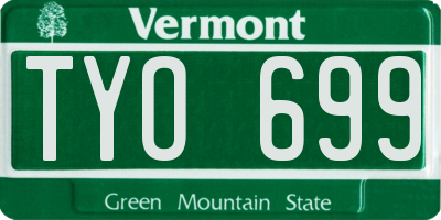 VT license plate TYO699
