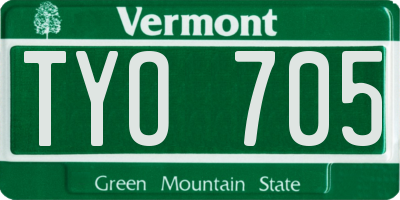 VT license plate TYO705