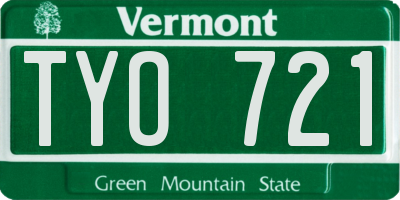 VT license plate TYO721