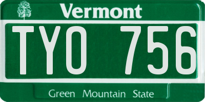 VT license plate TYO756