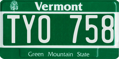 VT license plate TYO758