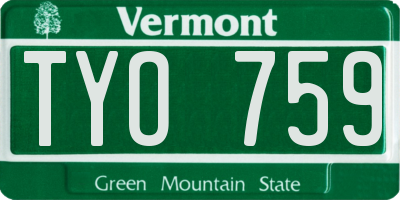 VT license plate TYO759