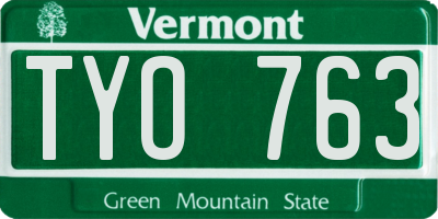 VT license plate TYO763