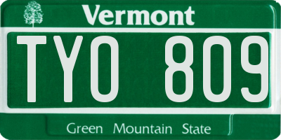 VT license plate TYO809