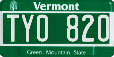 VT license plate TYO820