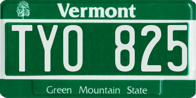 VT license plate TYO825