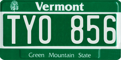 VT license plate TYO856