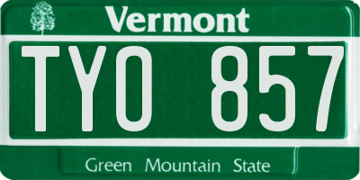 VT license plate TYO857