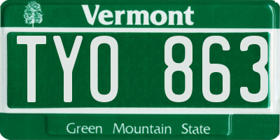 VT license plate TYO863