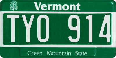 VT license plate TYO914