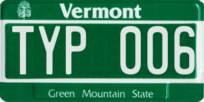 VT license plate TYP006