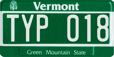 VT license plate TYP018
