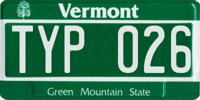 VT license plate TYP026