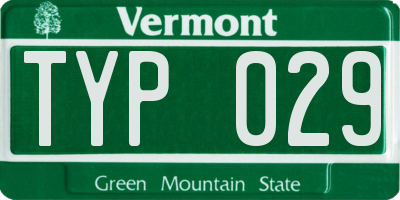 VT license plate TYP029
