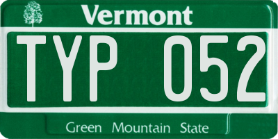 VT license plate TYP052