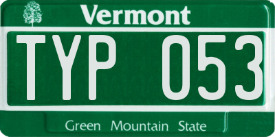 VT license plate TYP053
