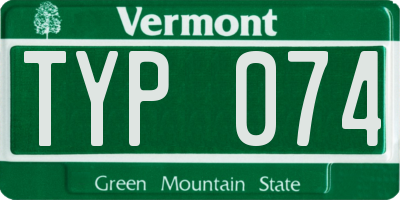 VT license plate TYP074
