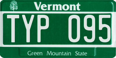 VT license plate TYP095