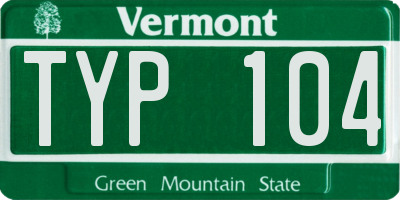 VT license plate TYP104
