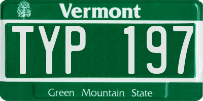 VT license plate TYP197