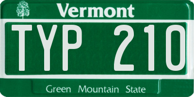 VT license plate TYP210