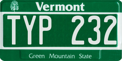 VT license plate TYP232