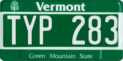 VT license plate TYP283
