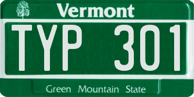 VT license plate TYP301